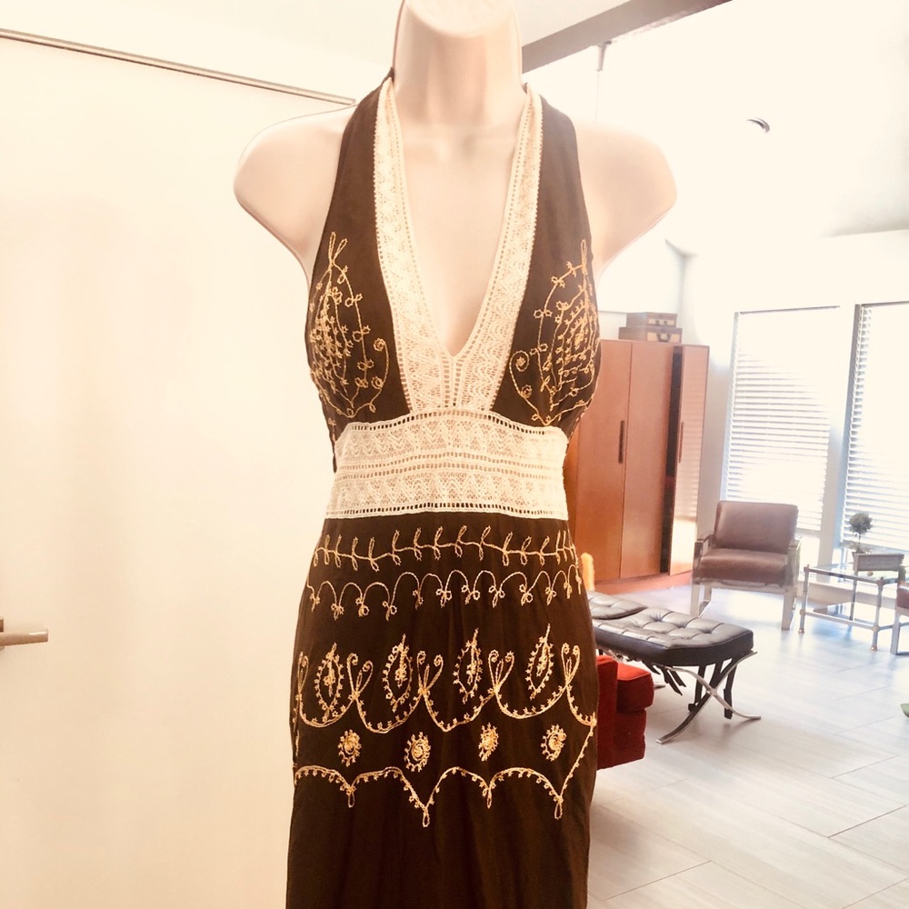 Venus Embroidered Halter Dress